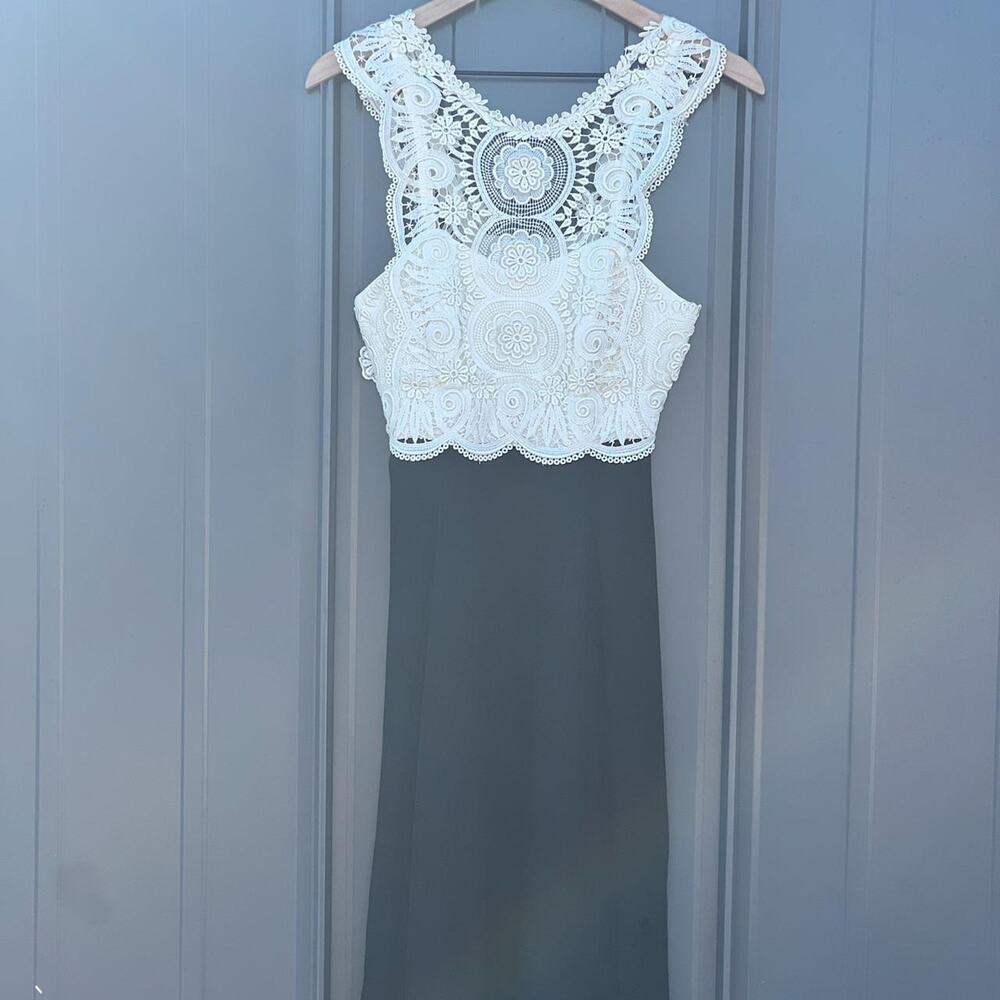 Susan Roselli for Vijack Women's 4 Dress Black White Crotchet Lace Vintage 80s - Picture 4 of 5